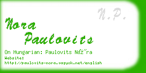 nora paulovits business card